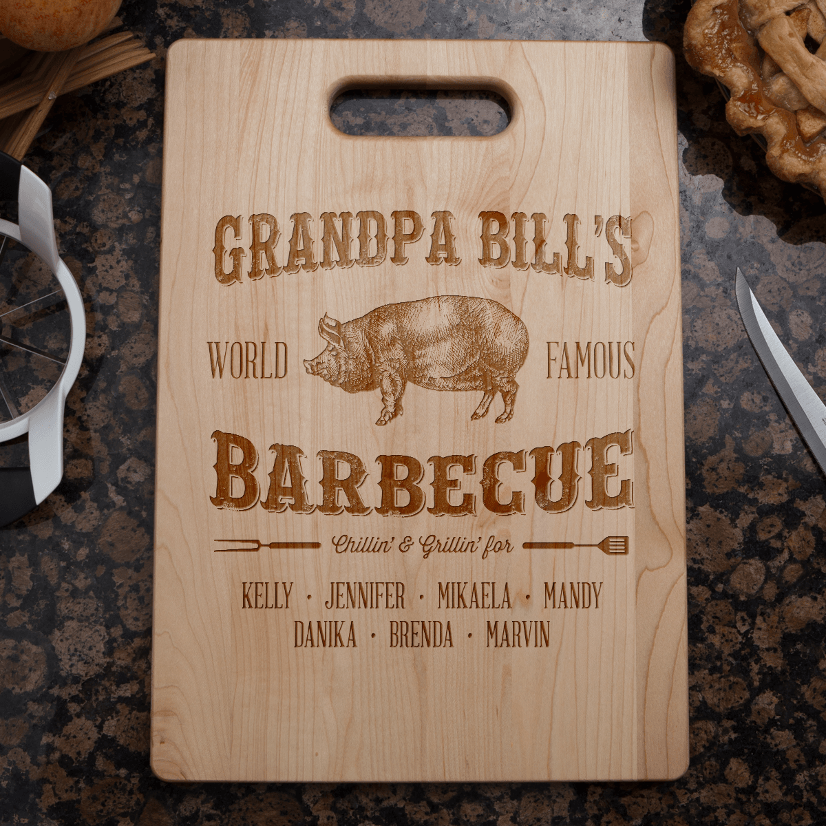 Grandpa's Barbecue Personalized Cutting Board Add Names